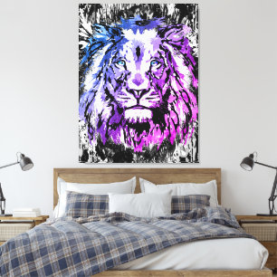 Kleurrijke Leeuw Canvas Print Grote Leeuw Art Pr