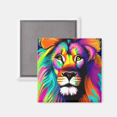 Kleurrijke Leeuw digitale kunst Magneet (Voorkant / Achterkant)