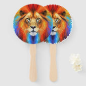 Kleurrijke leeuw handwaaier (Voorkant en achterkant)