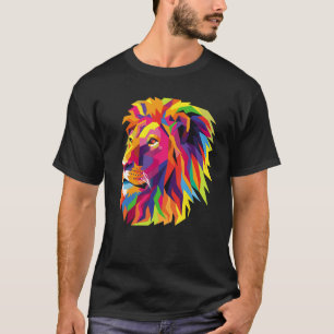 Kleurrijke Leeuw hoofd pop art stijl T-shirt