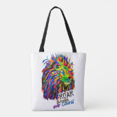 Kleurrijke Leeuw Tote Bag (Achterkant)