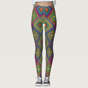 Kleurrijke leggings met een levendig geometrisch p