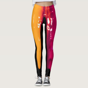 Kleurrijke Leggings Natte verf onderaan zwart