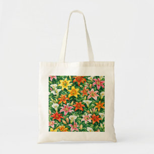 Kleurrijke lelie en Calla lelie Tropische bloem Tote Bag