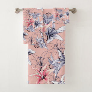 Kleurrijke lelies patroon bad handdoek
