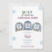 Kleurrijke Lelijke Kersttrui Party Uitnodiging (Voorkant)