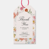 Kleurrijke lente bloemen boog dank u cadeaulabel (Voorkant)