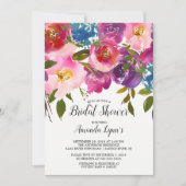 Kleurrijke lente bloemen bruids douche uitnodiging (Voorkant)