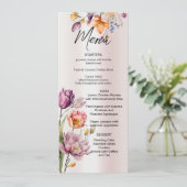 Kleurrijke lente bloemen bruiloft menu (Staand voorkant)