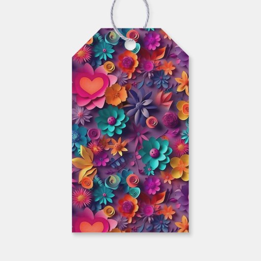 Kleurrijke lente bloemen patroon alleen voor u cadeaulabel (Achterkant)