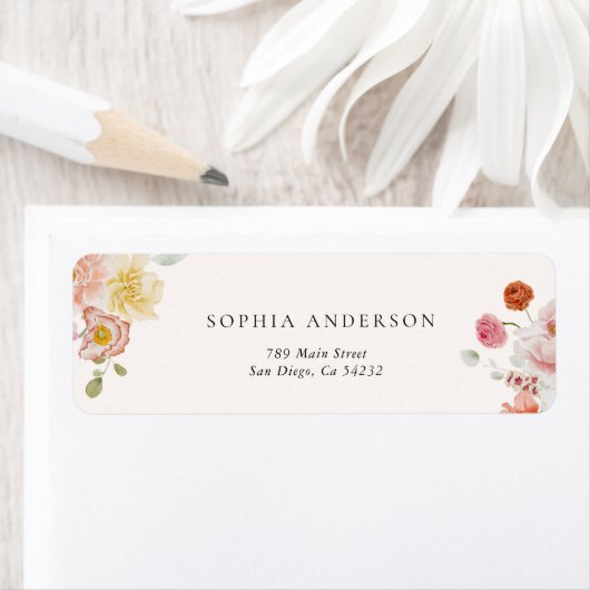 Kleurrijke lente bloemen retouradres etiket (Insitu)