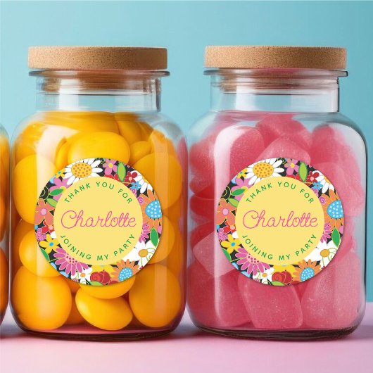 Kleurrijke lente bloemen tuin chique verjaardagsfe ronde sticker