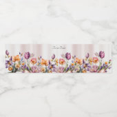 Kleurrijke lente bloemen water fles label waterfles etiket (Enkel label)