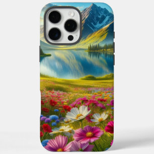Kleurrijke lente / bloemenbergmeer iPhone 16 pro max hoesje
