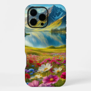 Kleurrijke lente / bloemenbergmeer iPhone 16 pro max hoesje
