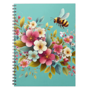 Kleurrijke, lente/bloemenbij notitieboek