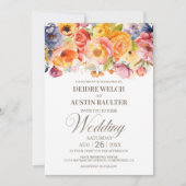 Kleurrijke lente bloemenbruiloft kaart (Voorkant)
