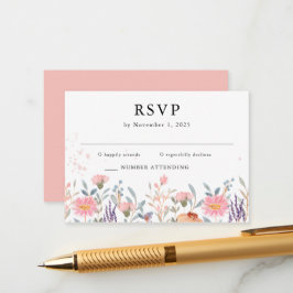 Kleurrijke Lente Eenvoudige Wildflower Wedding RSV Informatiekaartje