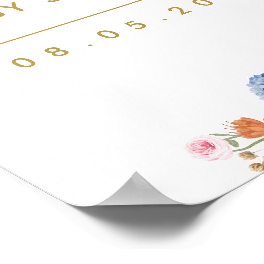 Kleurrijke Lente Veldbloem Baby Shower Welkom Poster (Hoek)