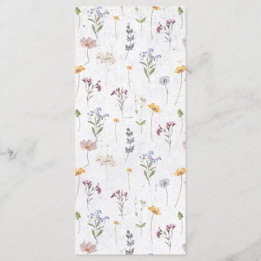 Kleurrijke Lente Wilde Bloemen Weide Bruiloft Menu (Achterkant)