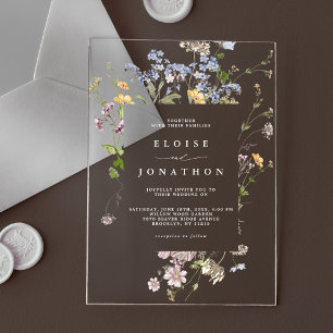 Kleurrijke lente Wildflower beemdweide Garden Wedd Acryl Uitnodigingen