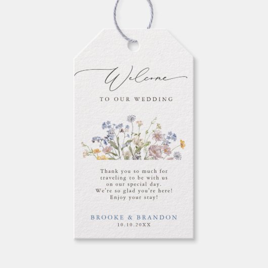 Kleurrijke lente Wildflower beemdweide Garden Wedd Cadeaulabel (Voorkant)