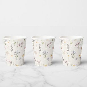 Kleurrijke lente Wildflower beemdweide Garden Wedd Papieren Bekers