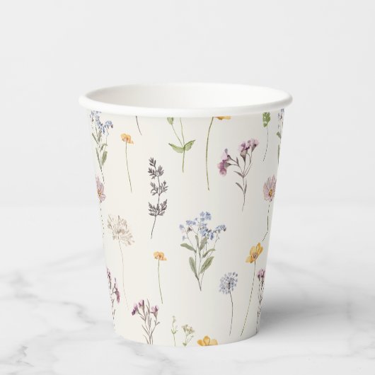 Kleurrijke lente Wildflower beemdweide Garden Wedd Papieren Bekers (Voorkant)