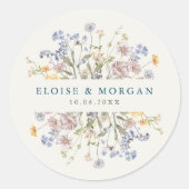 Kleurrijke lente Wildflower beemdweide Garden Wedd Ronde Sticker (Voorkant)