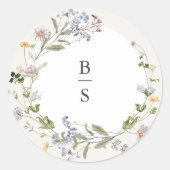 Kleurrijke lente Wildflower beemdweide Garden Wedd Ronde Sticker (Voorkant)