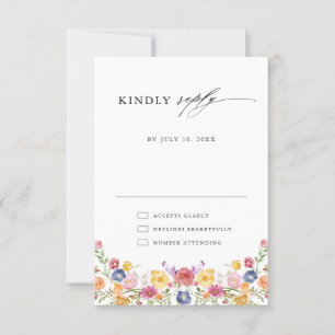 Kleurrijke lente Wildflower beemdweide Garden Wedd RSVP Kaartje