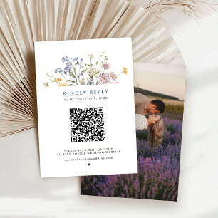 Kleurrijke lente Wildflower beemdweide Garden Wedd RSVP Kaartje