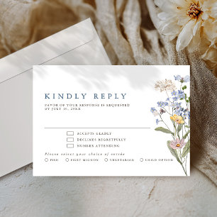 Kleurrijke lente Wildflower beemdweide Garden Wedd RSVP Kaartje
