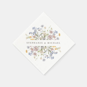 Kleurrijke lente Wildflower beemdweide Garden Wedd Servet