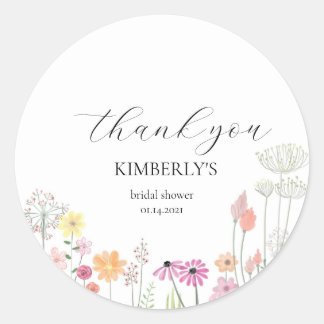 Kleurrijke lente Wildflower bruiloft Ronde Sticker