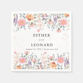 Kleurrijke lente Wildflower bruiloft Servet