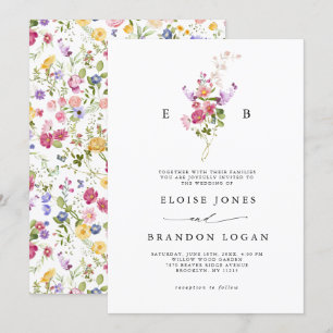 Kleurrijke lente Wildflower Meadow Garden Wedding  Kaart