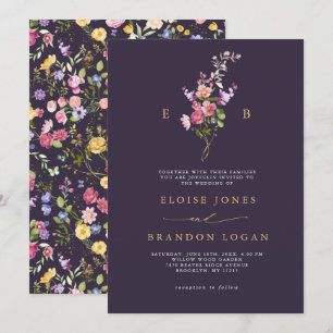 Kleurrijke lente Wildflower Meadow Garden Wedding Kaart