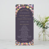 Kleurrijke lente Wildflower Meadow Garden Wedding  Programma (Staand voorkant)