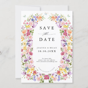 Kleurrijke lente Wildflower Meadow Garden Wedding  Save The Date