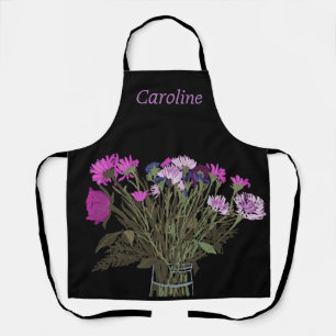 Kleurrijke  lentebloem +Custom naam voor haar Schort