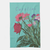 Kleurrijke  lentebloemen + aangepaste naam theedoek (Verticaal)