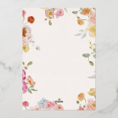 Kleurrijke lentebloemen Roos Gold Wedding Arch Folie Uitnodiging (Achterkant)