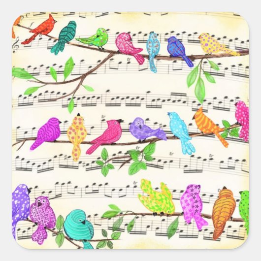 Kleurrijke lentemuzikale Sticker (Voorkant)