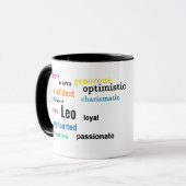 Kleurrijke Leo Traits Zodiac teken Gepersonaliseer Mok (Voorkant links)