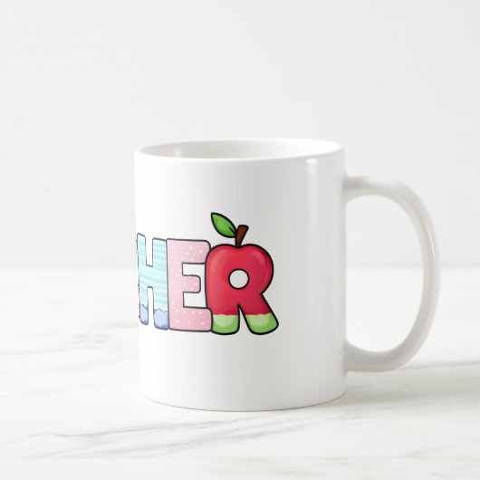 Kleurrijke leraar Word Art Fun Koffiemok (Rechts)