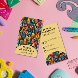 Kleurrijke lerarenopleiding Cartoon penpatroon Visitekaartje