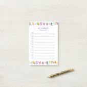 Kleurrijke letter Aangepaste naam om te doenLijst Post-it® Notes (Op bureau)