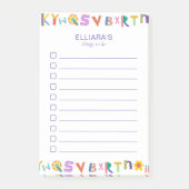 Kleurrijke letter Aangepaste naam om te doenLijst Post-it® Notes (Voorkant)