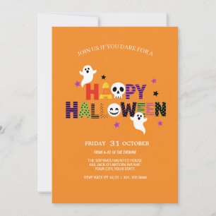 Kleurrijke Lettering Spooky Halloween Uitnodigen Kaart